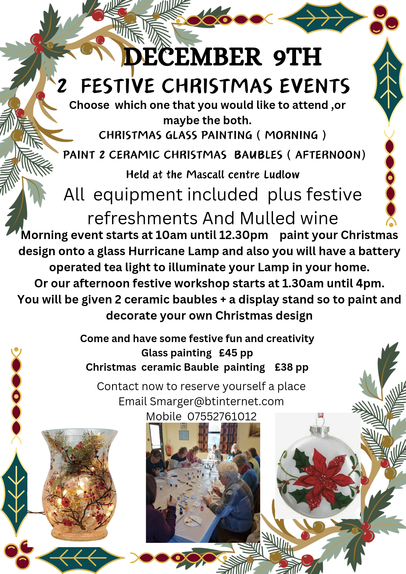Christmas Glass and Bauble painting workshop